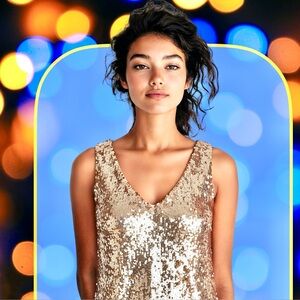 Holiday Gold Sequin Sleeveless Dress | Ann Taylor LOFT | NWT | size 10